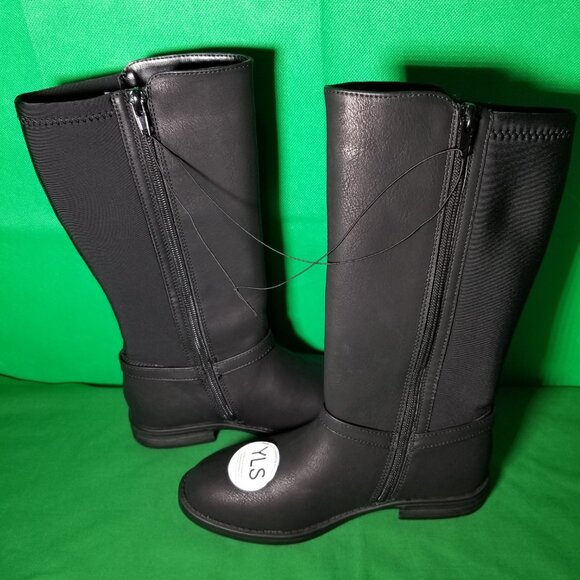 DKNY Logo Black Riding Boots Vegan Leather Size 1 Paddock Jodhpur Field - Picture 6 of 9